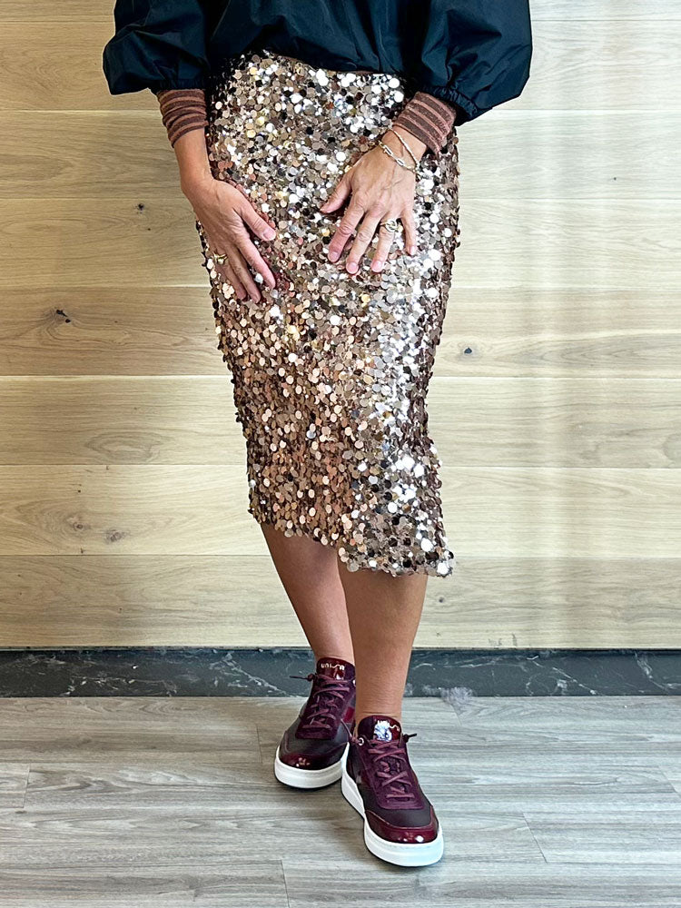 iBlues Atilla Sequin Skirt Copper