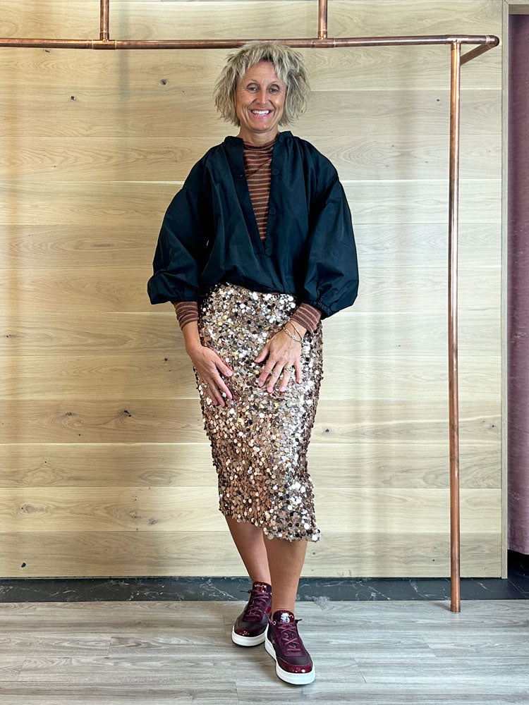 iBlues Atilla Sequin Skirt Copper