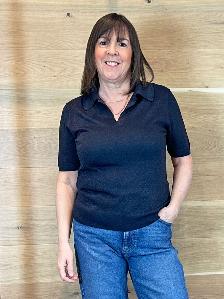 iBlues iBlpagine Knitted T-Shirt Navy Sparkle