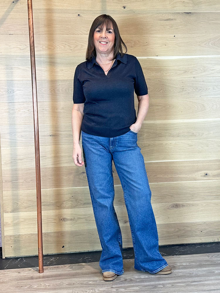 iBlues iBlpagine Knitted T-Shirt Navy Sparkle