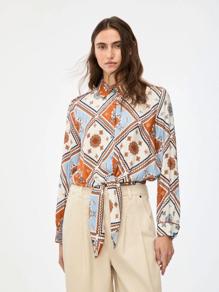 iBlues iBlpattino Blouse Sky-Blue Tile