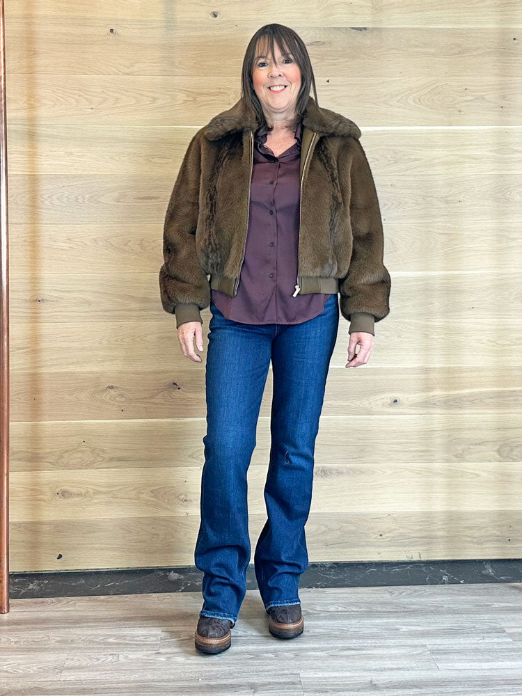 iBlues Kartal Faux-Fur Brown Jacket