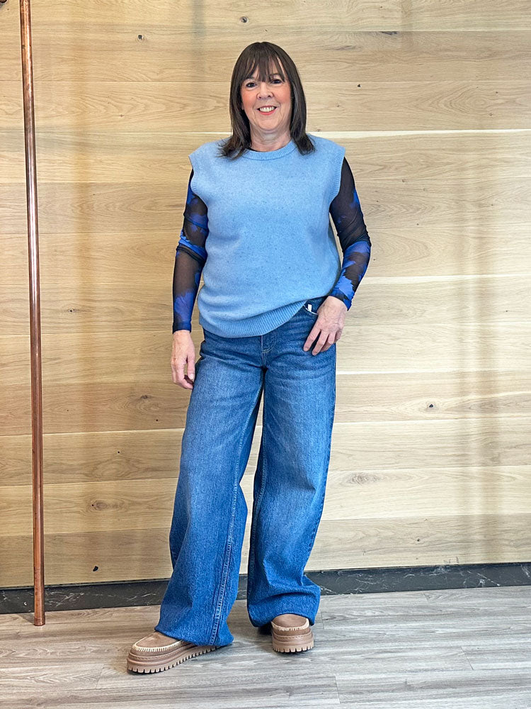 B Young ByPaloma Mesh Long Sleeve Top Cloud