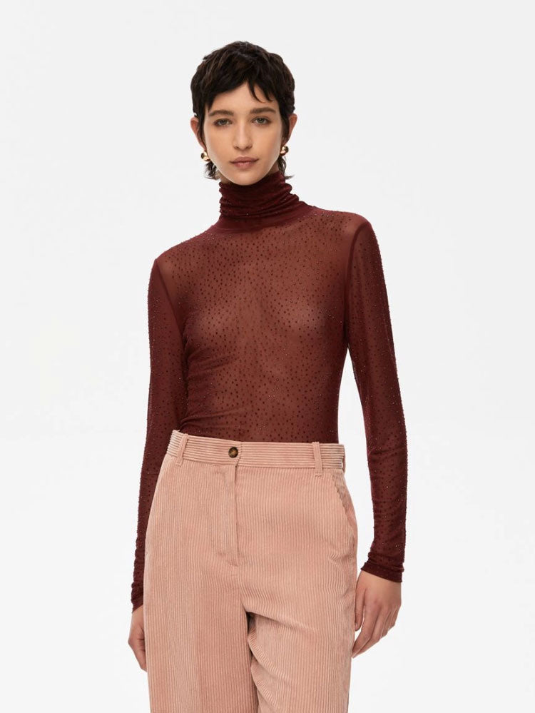 iBlues Report Mesh Roll Neck Bordeaux