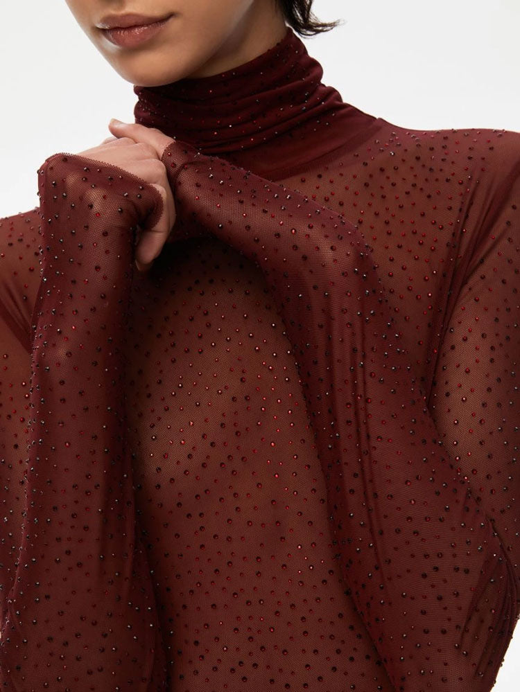 iBlues Report Mesh Roll Neck Bordeaux