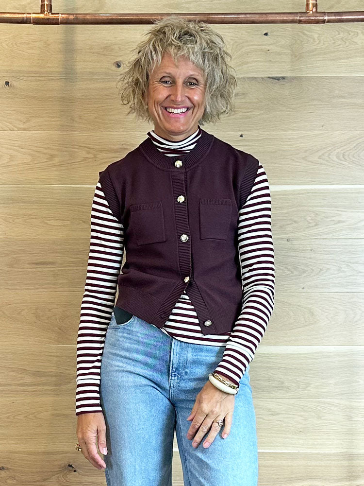 iBlues Sapore Knitted Waistcoat Bordeaux Renee's