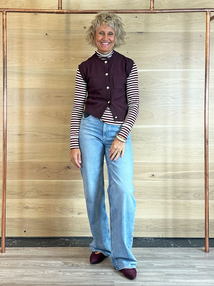 iBlues Sapore Knitted Waistcoat Bordeaux