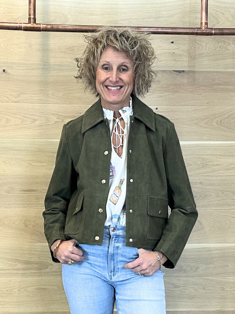 iBlues iBlcosetta Leather Jacket Khaki