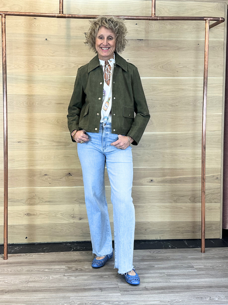 iBlues iBlcosetta Leather Jacket Khaki