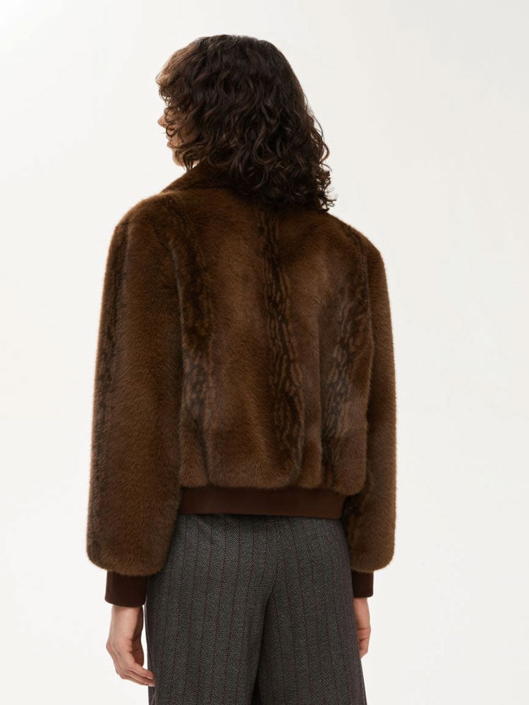iBlues Kartal Faux-Fur Brown Jacket
