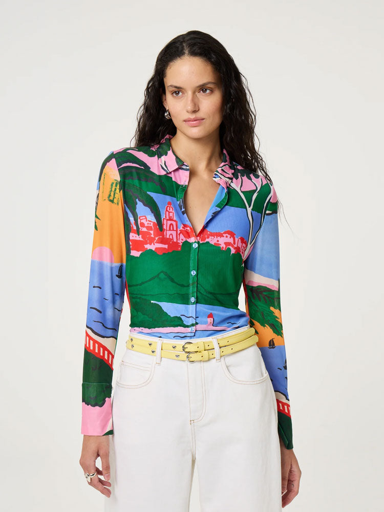 Fabienne Chapot Kevis Mesh Blouse Marina Blue/Evergreen