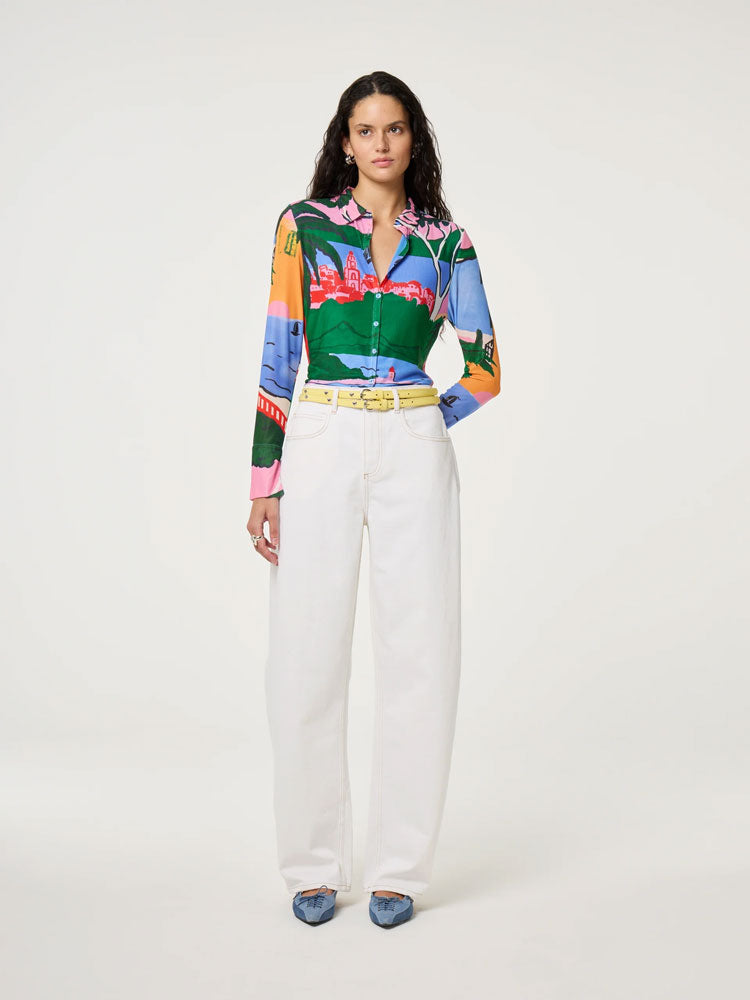 Fabienne Chapot Kevis Mesh Blouse Marina Blue/Evergreen