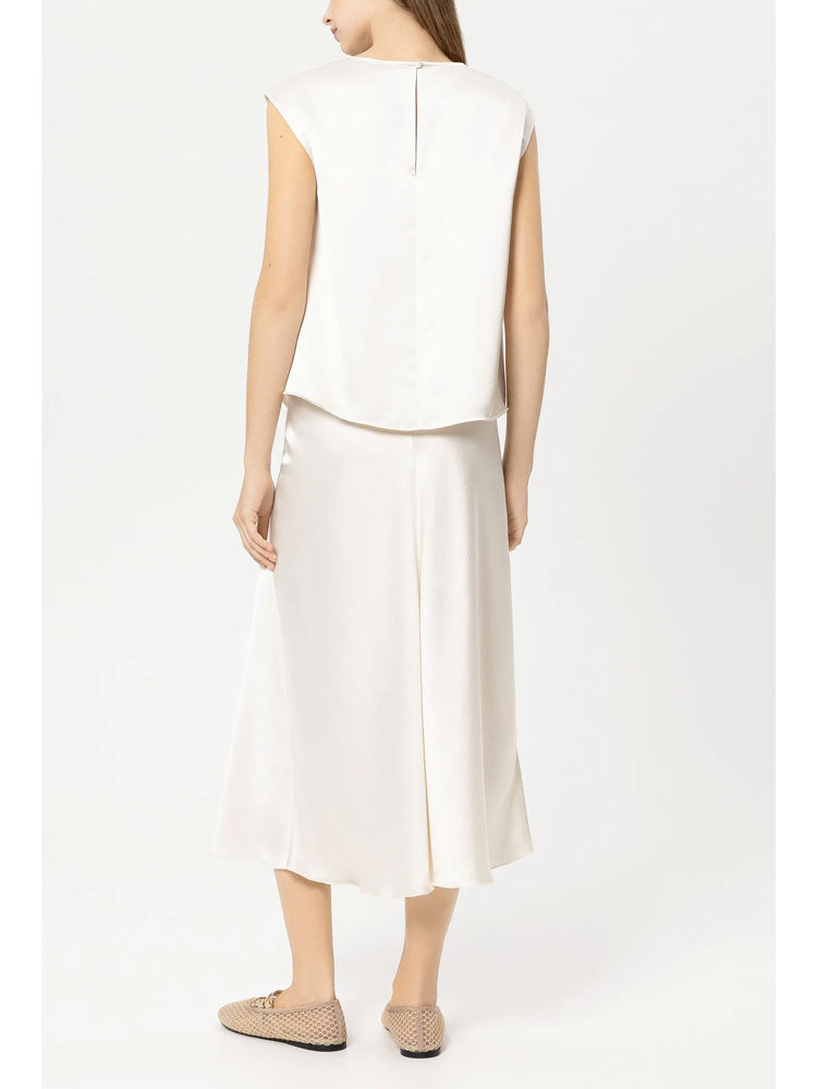 Luisa Cerano Satin Top with Knot Detail Cream