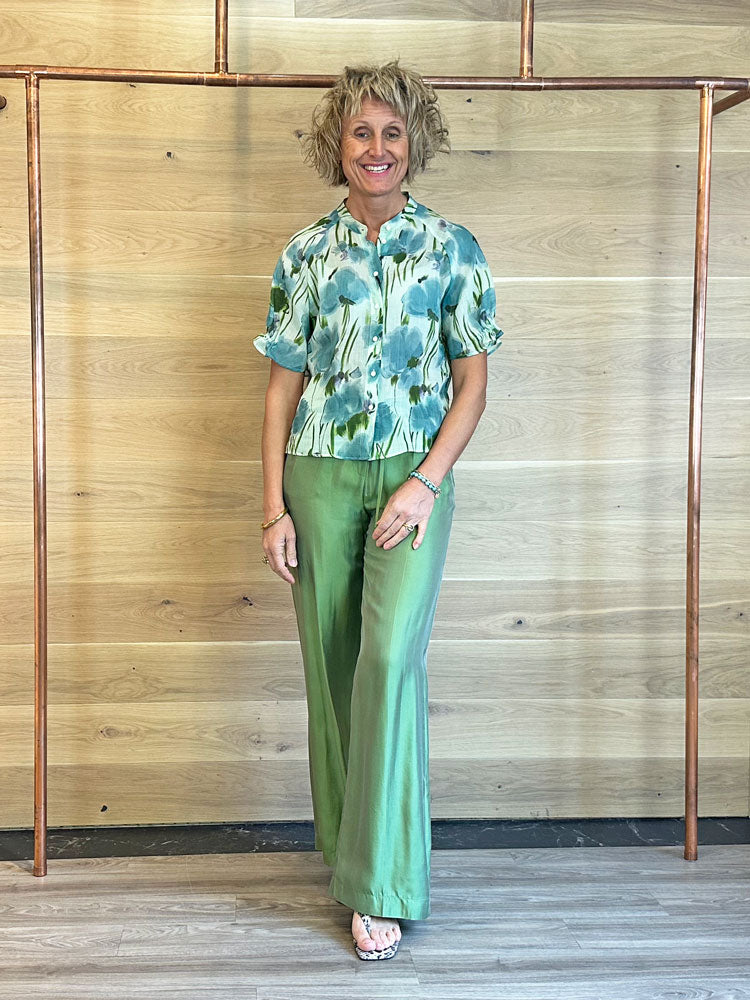 Luisa Cerano Wide Leg Trouser Moss Green