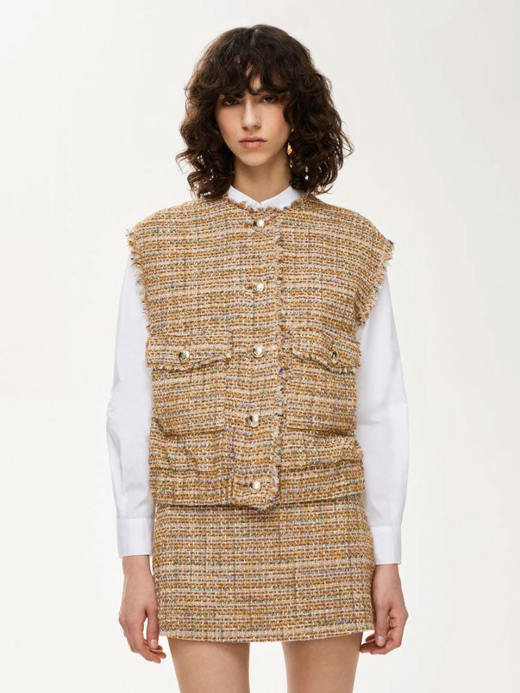 iBlues Luisa Sleeveless Blazer Ochre