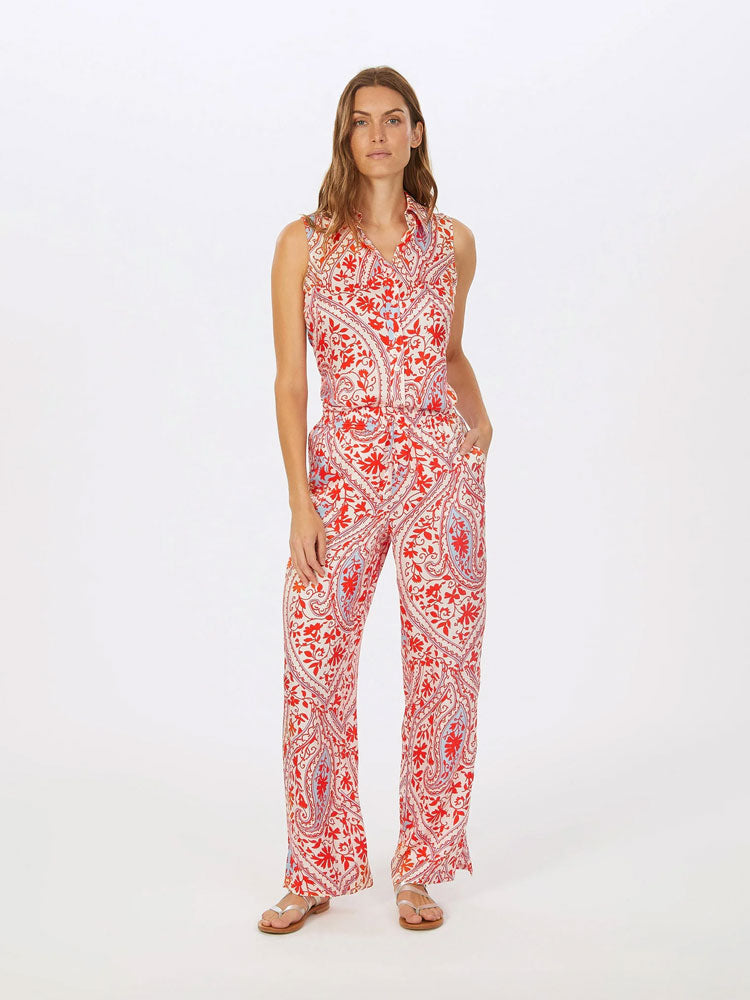 Marc Aurel Sleeveless Blouse Red &amp; White