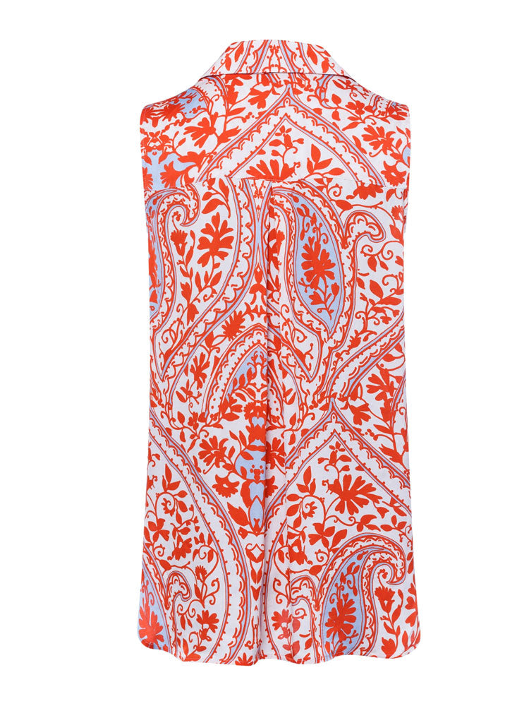 Marc Aurel Sleeveless Blouse Red &amp; White