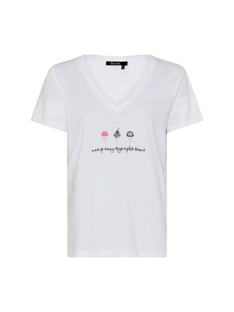 Marc Aurel V-Neck T-Shirt with Ice-Cream Stickers