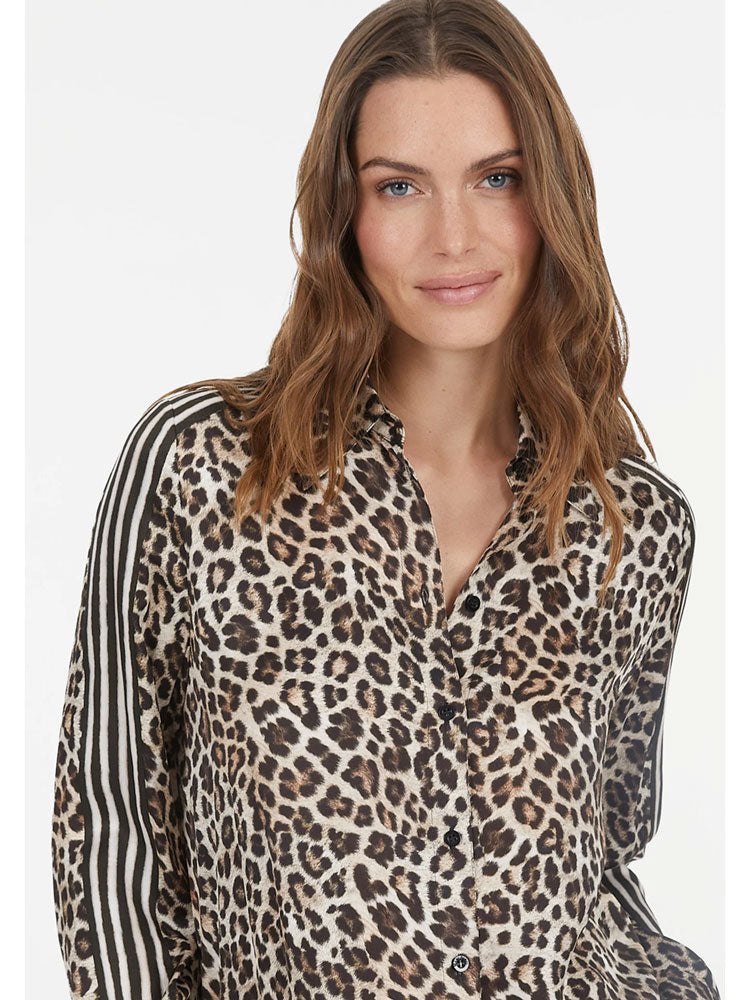 Marc Aurel Leopard Print Shirt Black