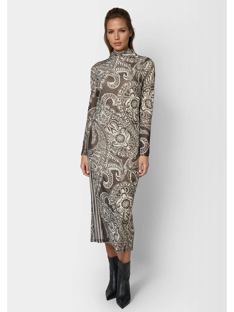 Marc Aurel Mesh Printed Dress Black