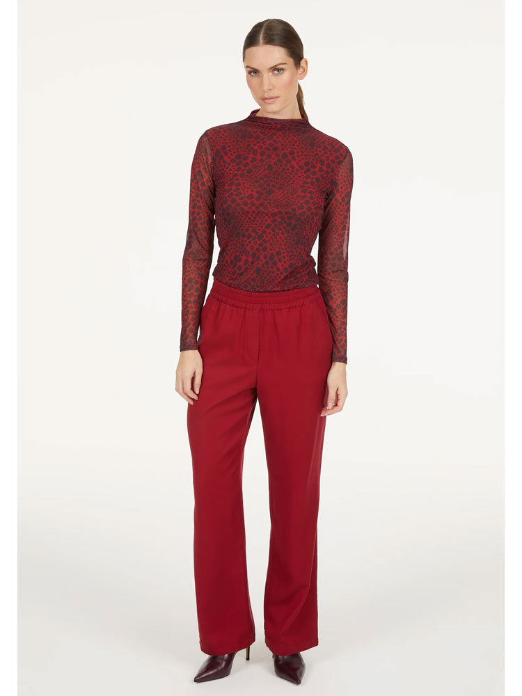 Marc Aurel Snake Print Mesh Top Red