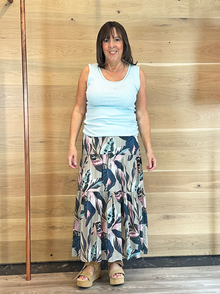 Marc Aurel Maxi Skirt Leaf Print