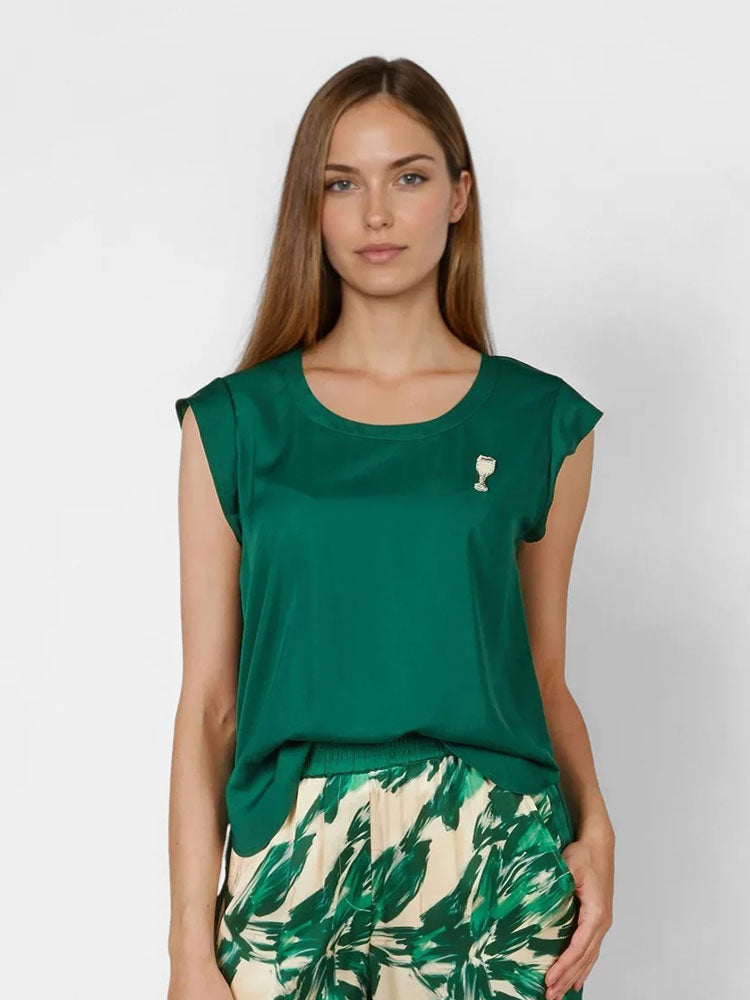 Marc Aurel Satin Top Green