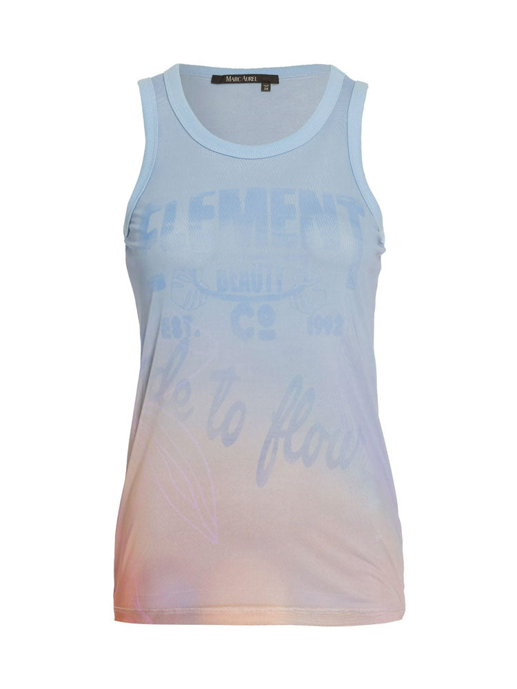 Marc Aurel Vest Top Blue Patterned