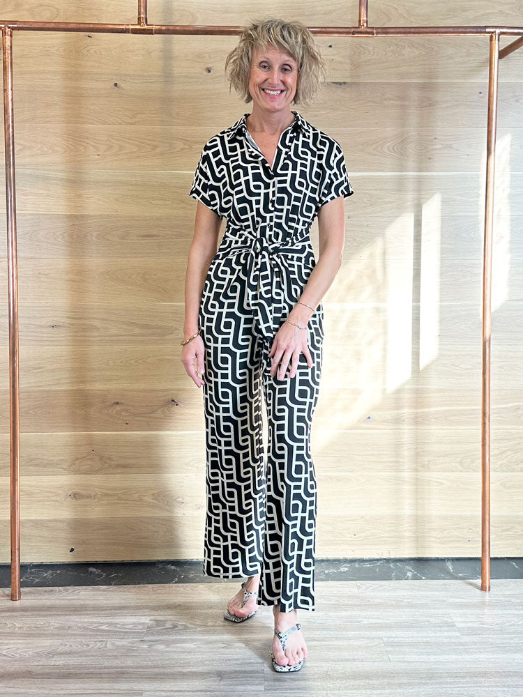 Miss Lagotte Printed Jumpsuit Black