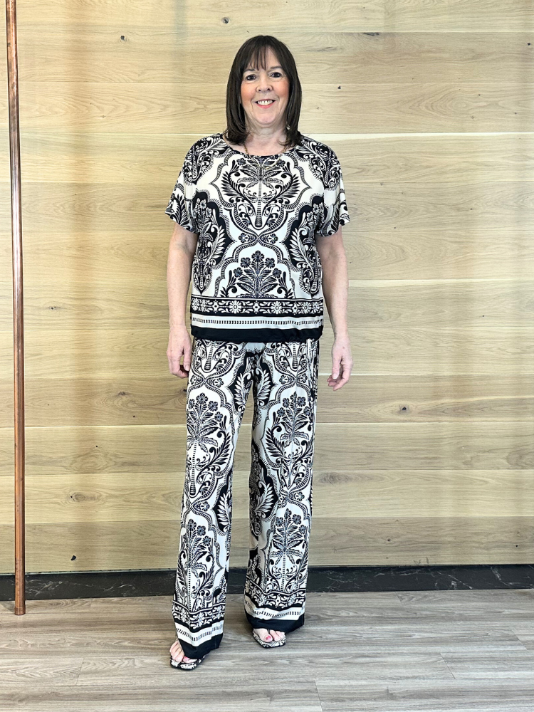 Miss Lagotte Printed Trousers Black