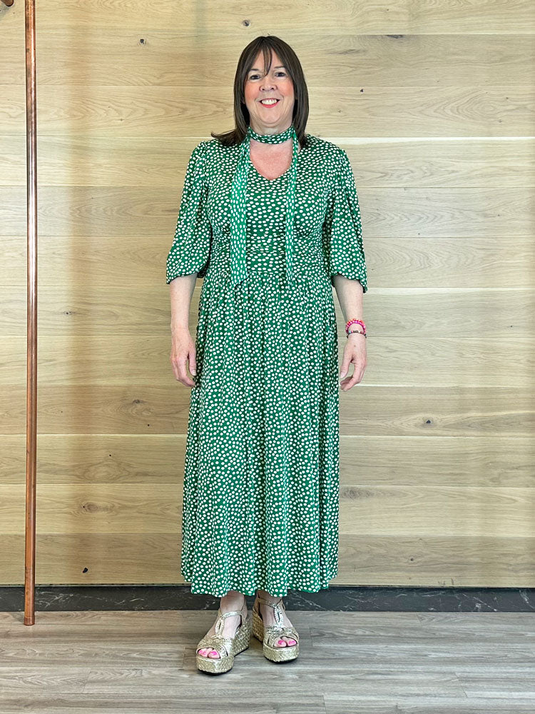 Onjenu Esme Midi Dress Small Polka Green Dot
