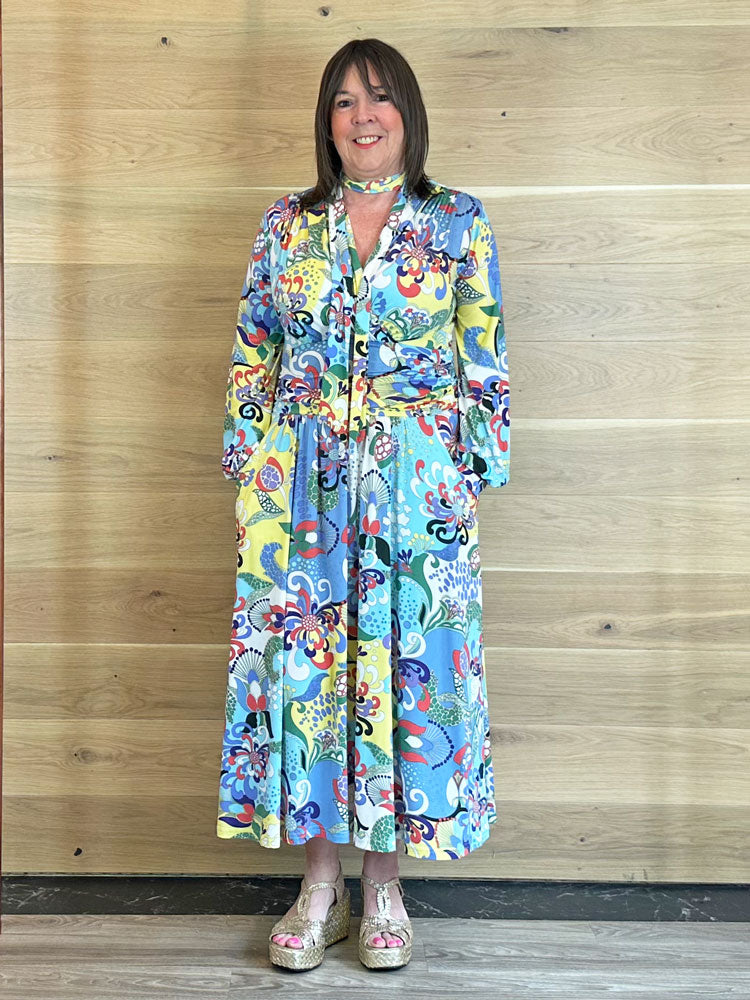 Onjenu Sharon Midi Dress Bardot Print