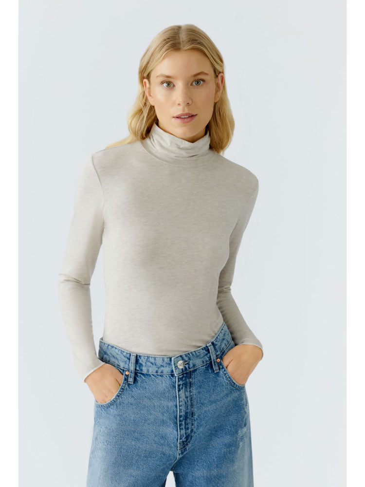 Oui Roll Neck Light Beige Melange