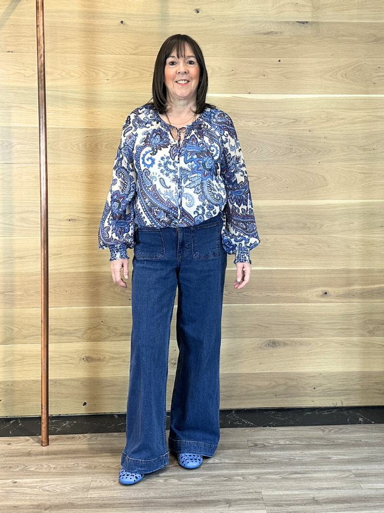 Oui Printed Blouse Blue