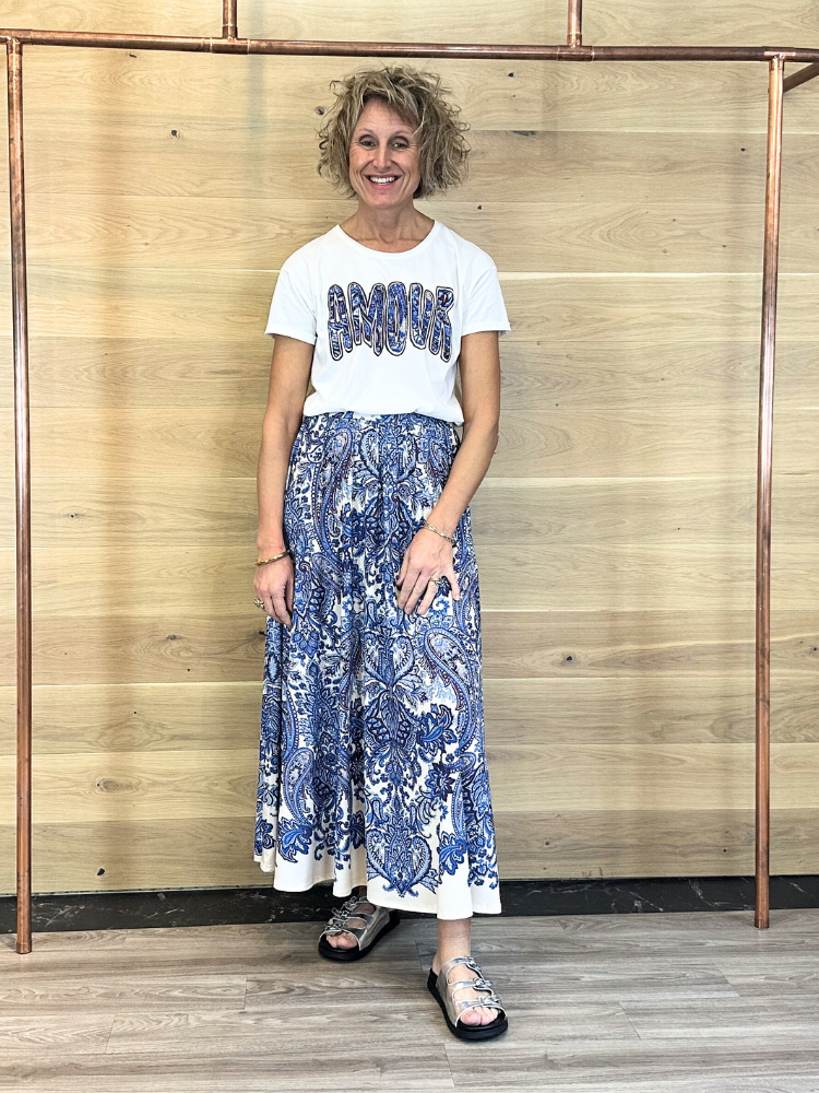 Oui Printed 'Amour' T-Shirt Cloud Dancer