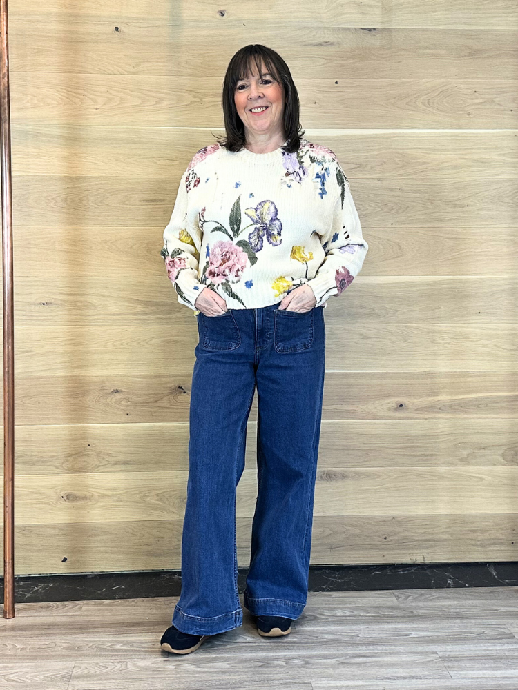 Oui Floral Jumper Off-White