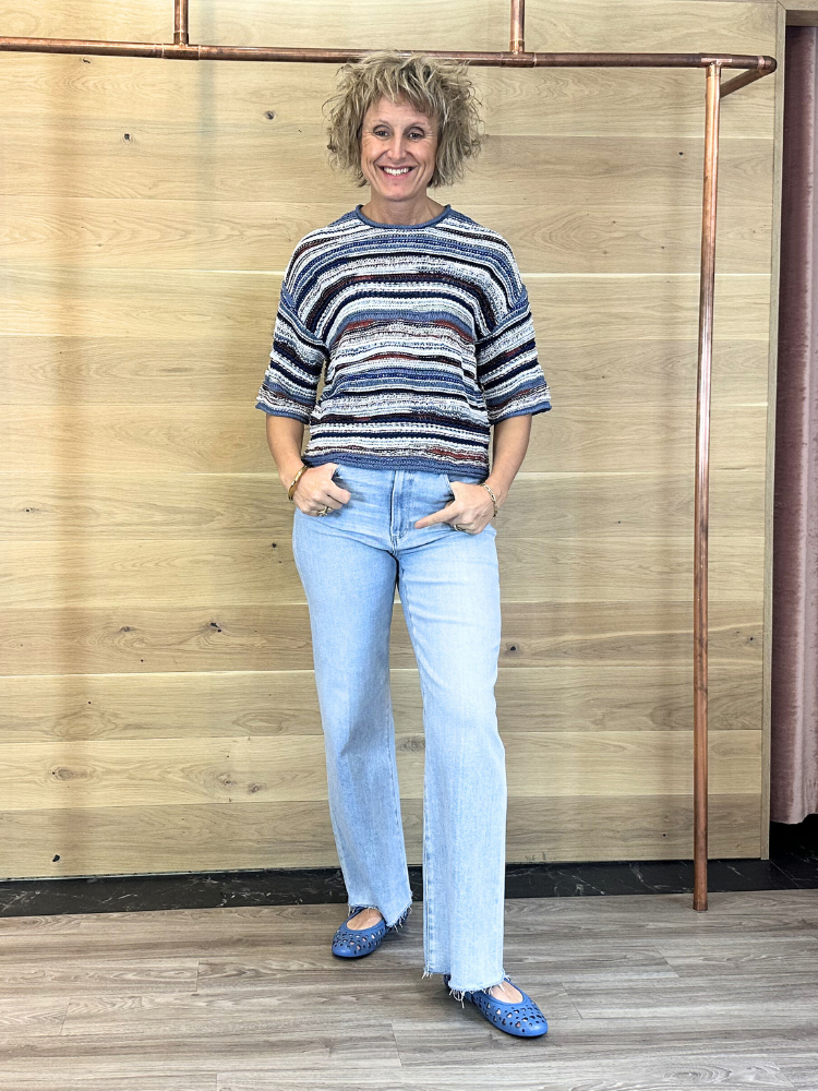 Oui Stripe Jumper Blue White