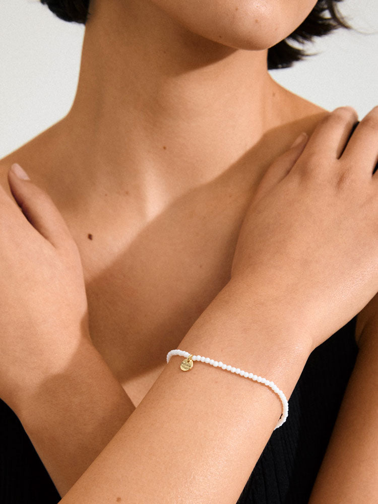 Pilgrim Indie Beaded Bracelet White