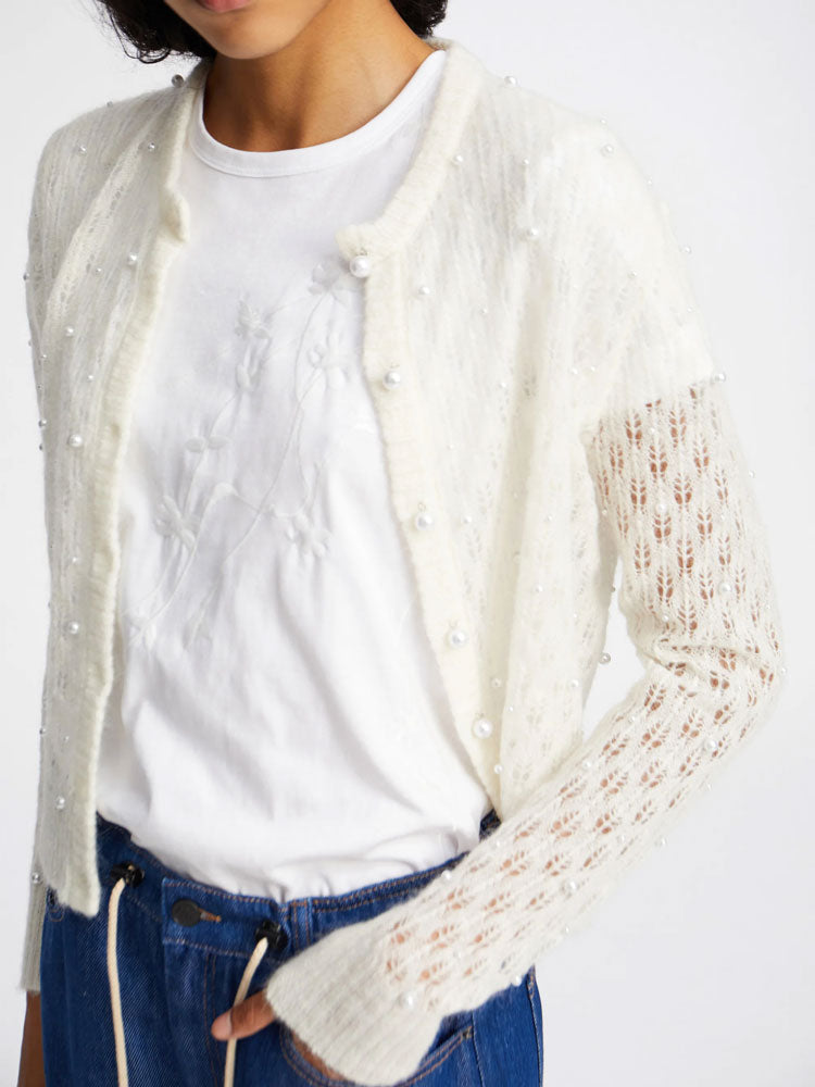 Munthe Piris Floral Embroidered T-Shirt White
