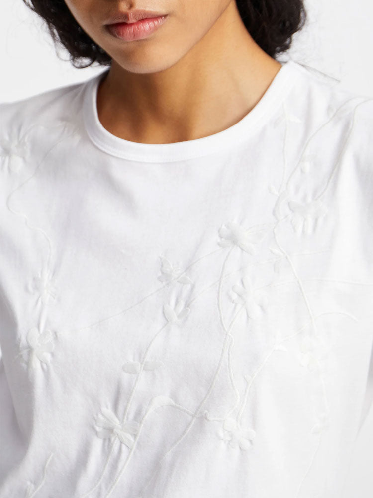 Munthe Piris Floral Embroidered T-Shirt White