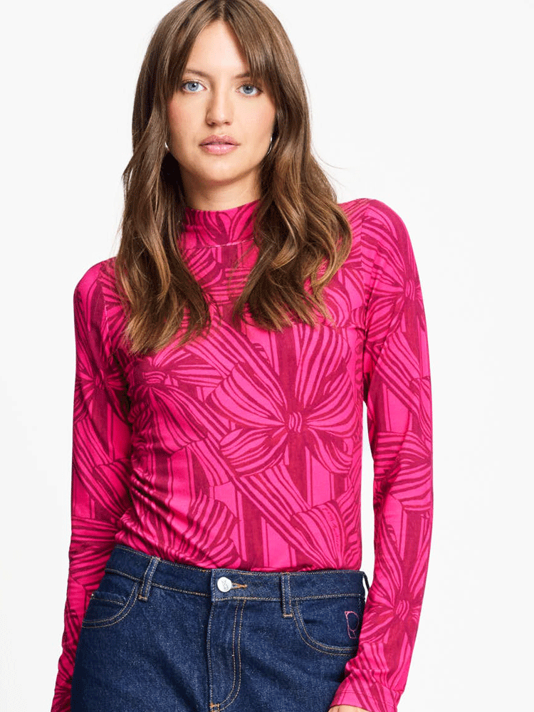 Pom Romi Turtleneck Jersey Ribbon Pink