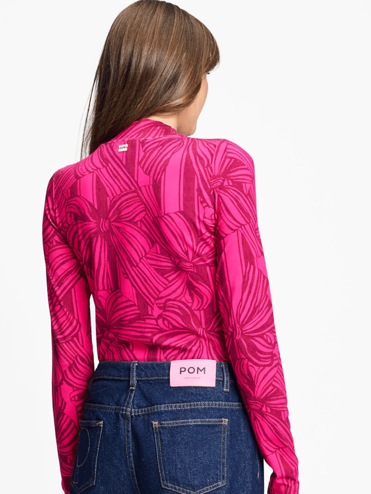 Pom Romi Turtleneck Jersey Ribbon Pink