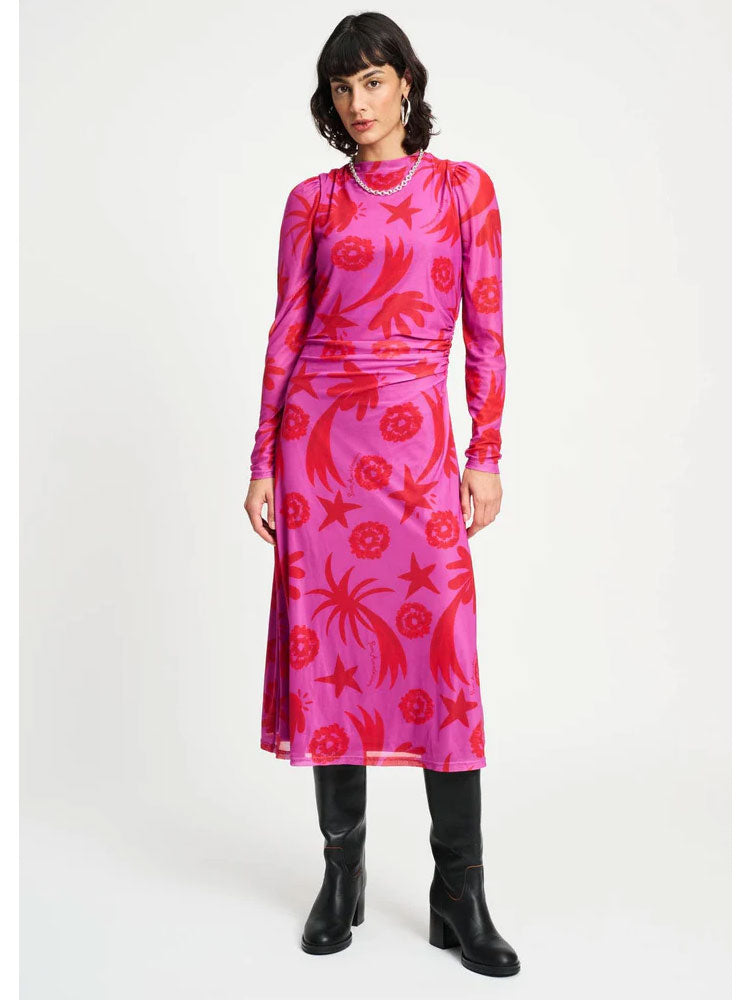 Pom Mesh Dress Splashing Fireworks