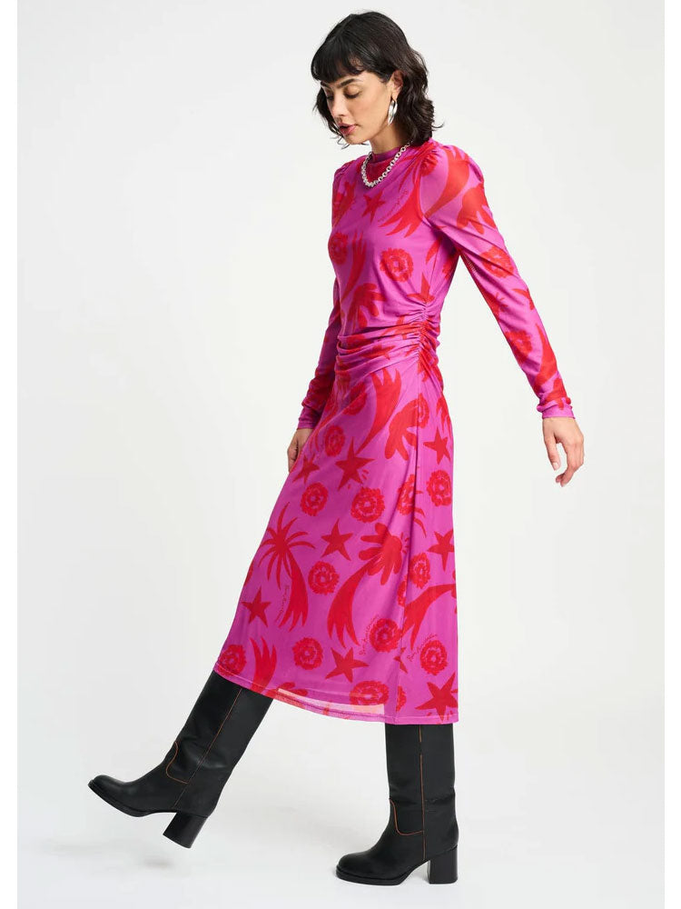 Pom Mesh Dress Splashing Fireworks