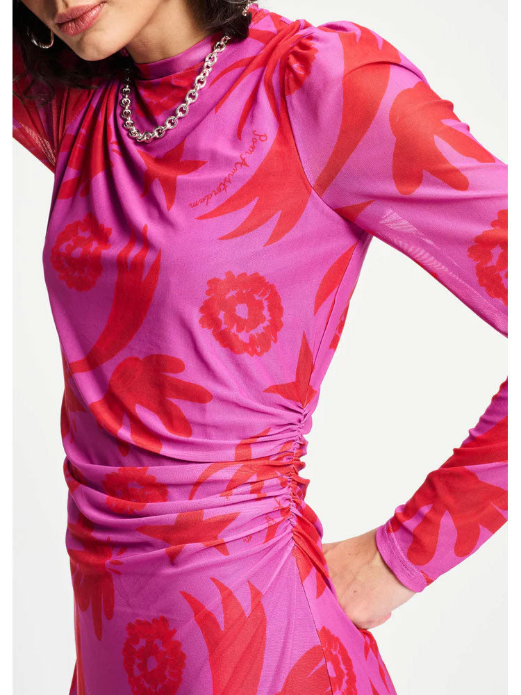 Pom Mesh Dress Splashing Fireworks