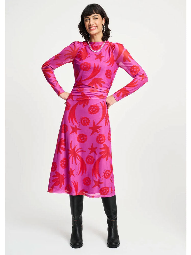 Pom Mesh Dress Splashing Fireworks