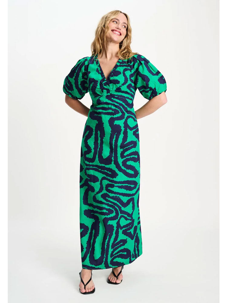 Pom Poplin Waves Dress Green