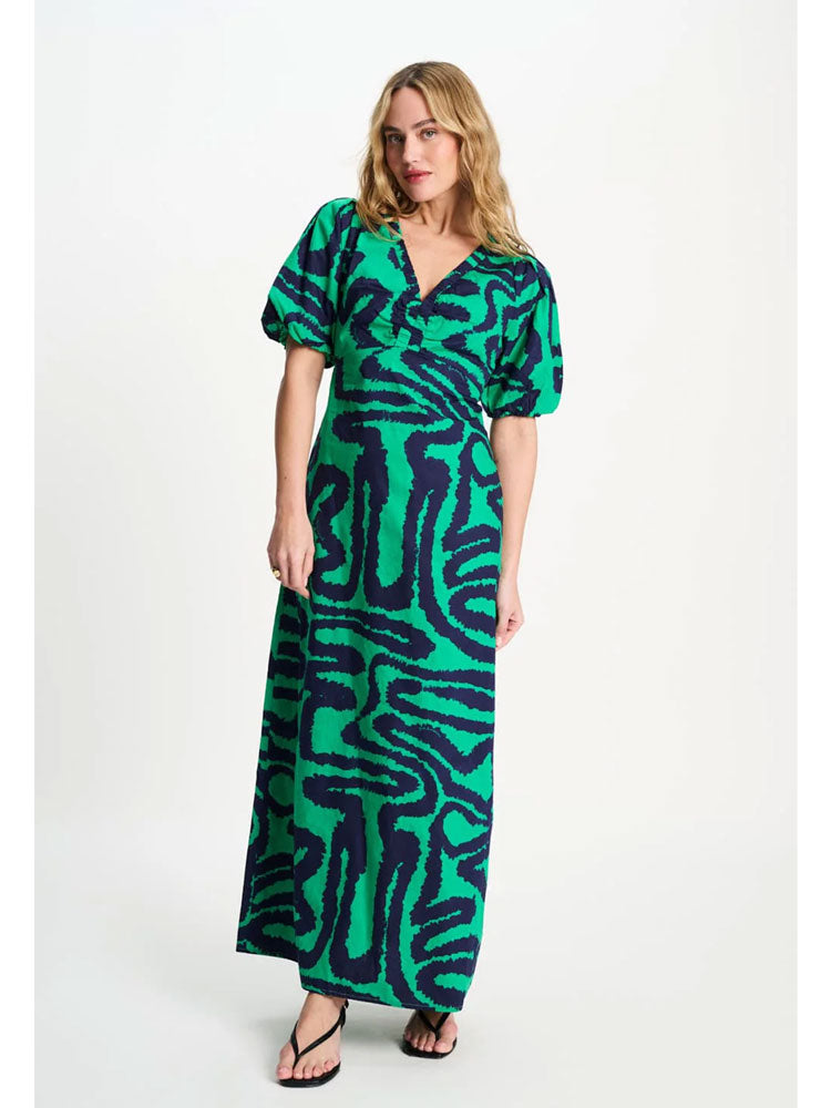 Pom Poplin Waves Dress Green
