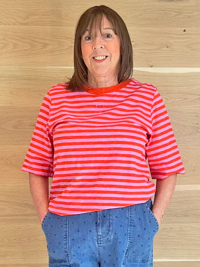 Pom Stripe Orange Pink T-Shirt