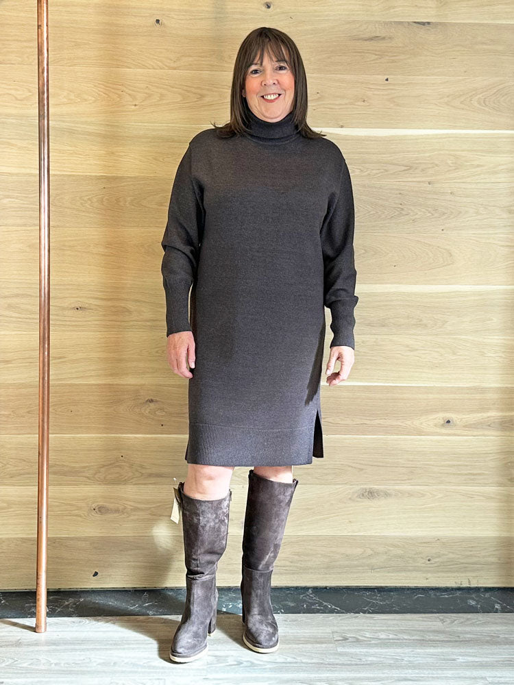 Pulz PzSteffi Rollneck Dress Dark Grey